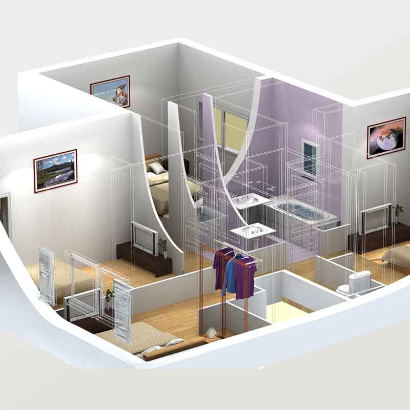 Isometric 3D floor plan for a 1000sqft house in Stavanger, Norway