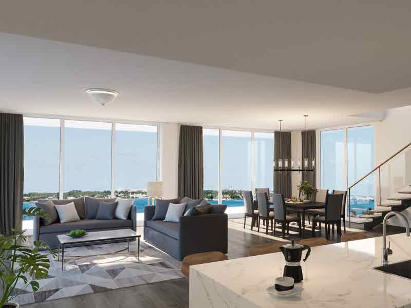 3D interior design for living room cum dining room