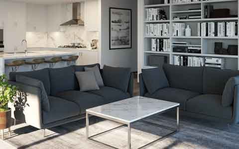 Living room 3D render view