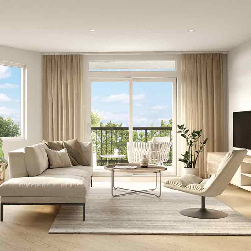 Living room 3d view of a mixed use development