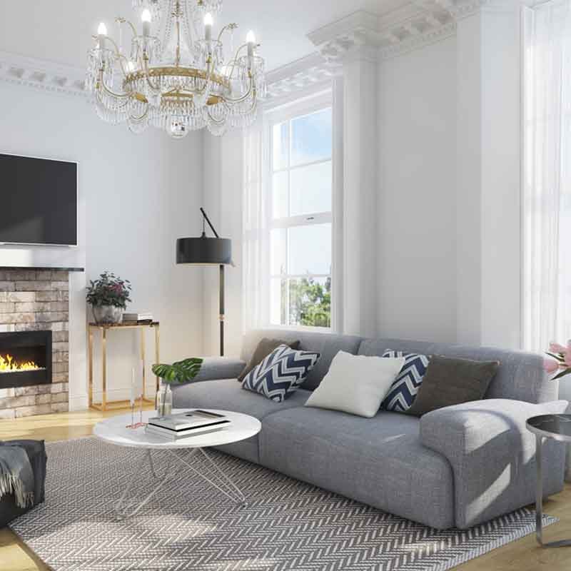 3D visualization for an apartment living room in London, UK