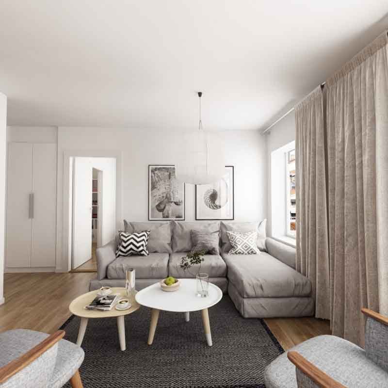 living cum dining 3d rendering for virtual apartment 3d tour
