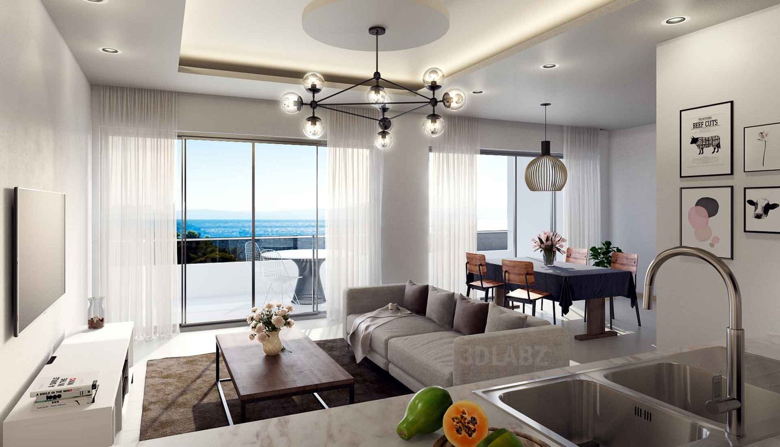 Apartment living room 3d interior design