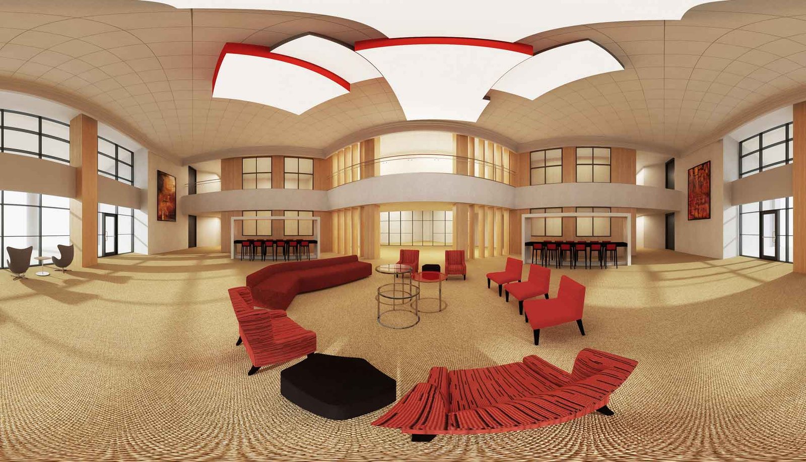 360 degree rendered view of a lobby
