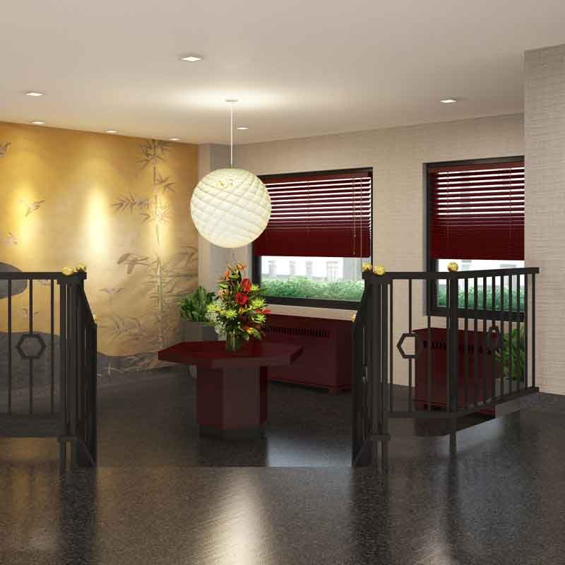 3D lobby design for an apartment in Brooklyn, NY, United States