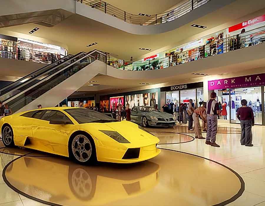 Shopping mall atrium 3d design and rendering