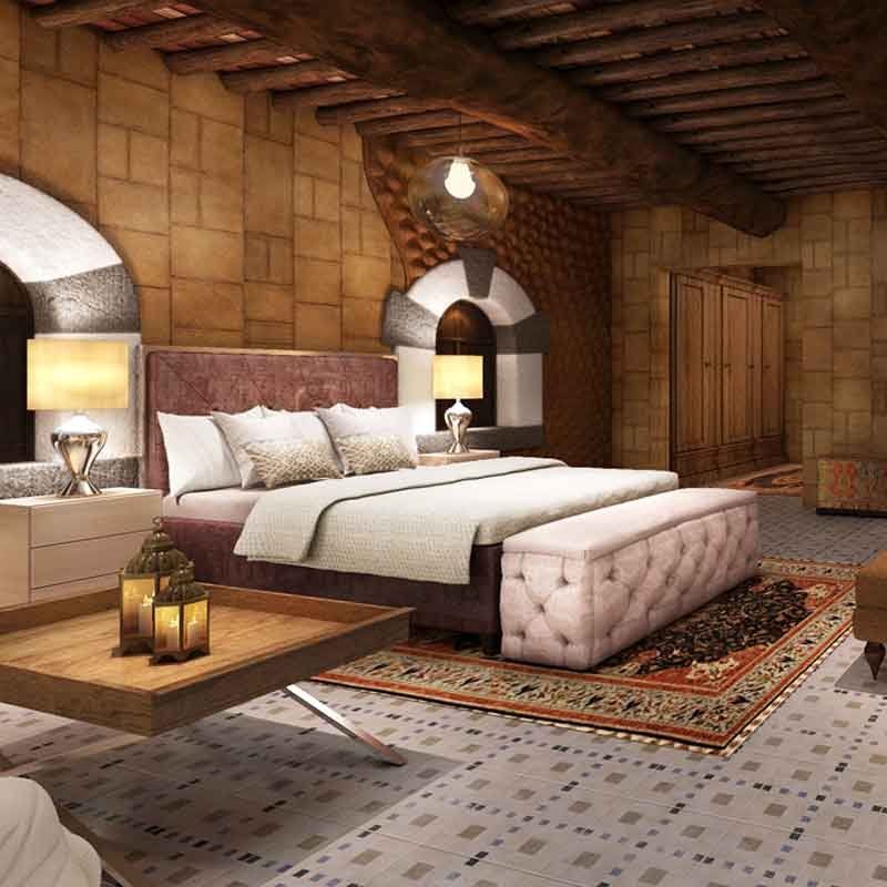 3d render view of a mansion bedroom in Dubai