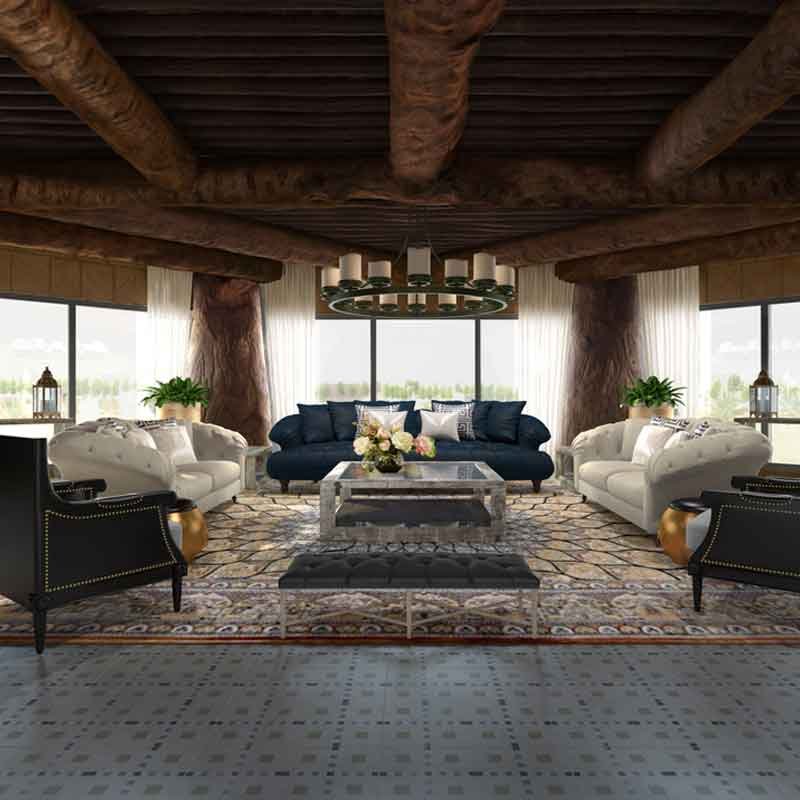 3D rendering for a Mansion Living room in Dubai