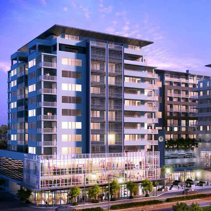 Exterior 3D render view of a Mixed-use development project in Australia