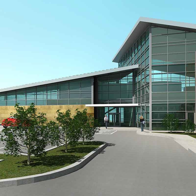Office exterior building 3d rendering in North Carolina, United States