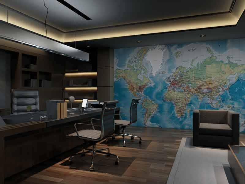 3D render view of an office interior design project