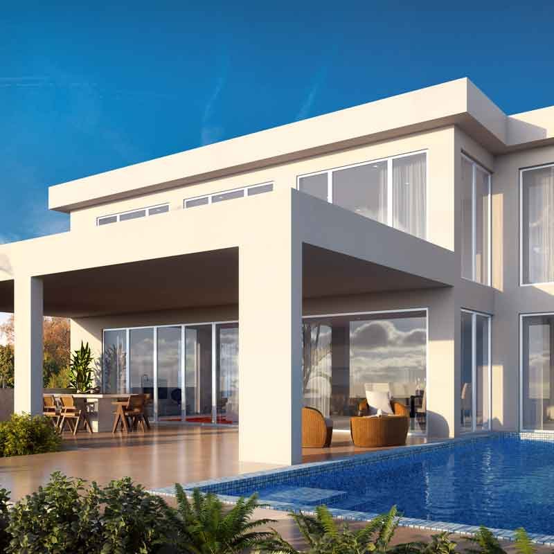 exterior 3d render view of a villa in Castle Hill, NSW, Australia