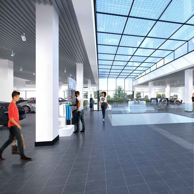 3D interior design and rendering for Porsche Car Showroom in Kuwait