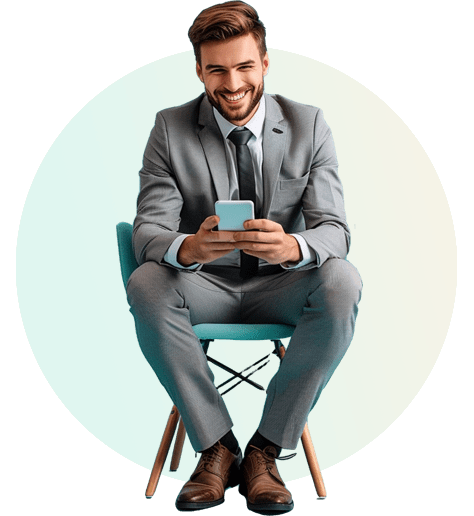 An inteior designer watching restaurant design 3d rendering on mobile