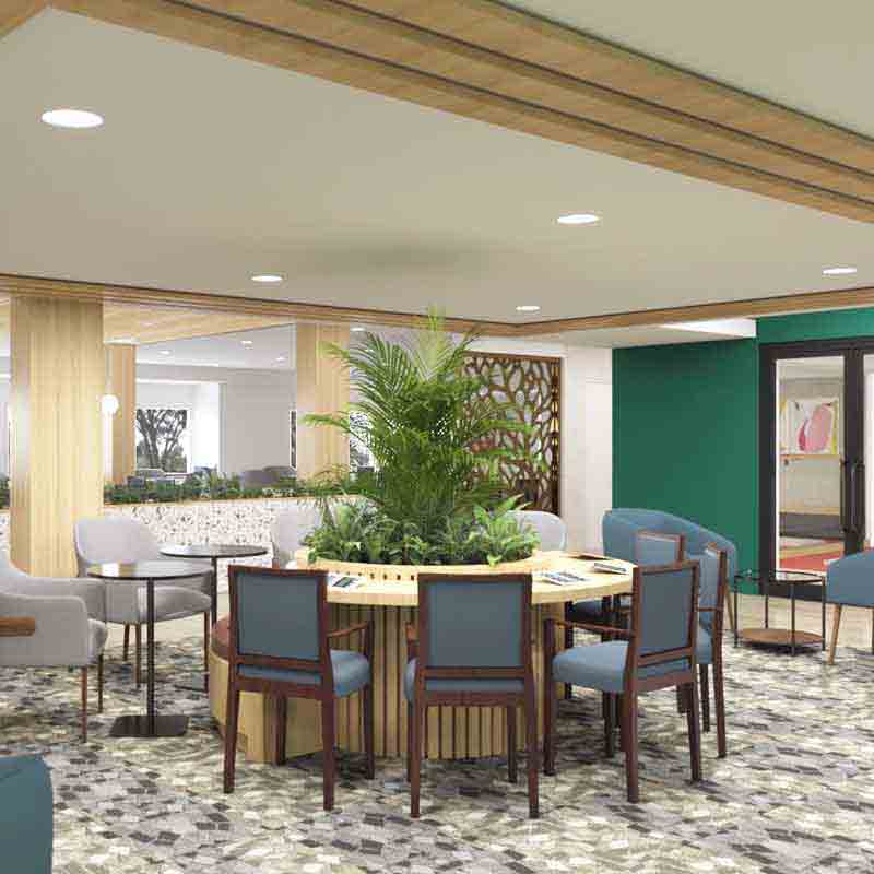 Interior 3D visualization of Empire Crossing retirement home in Canada.