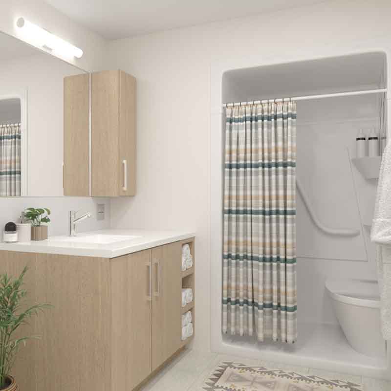 Bathroom 3D view for a retirement home in Port Hope, Canada 