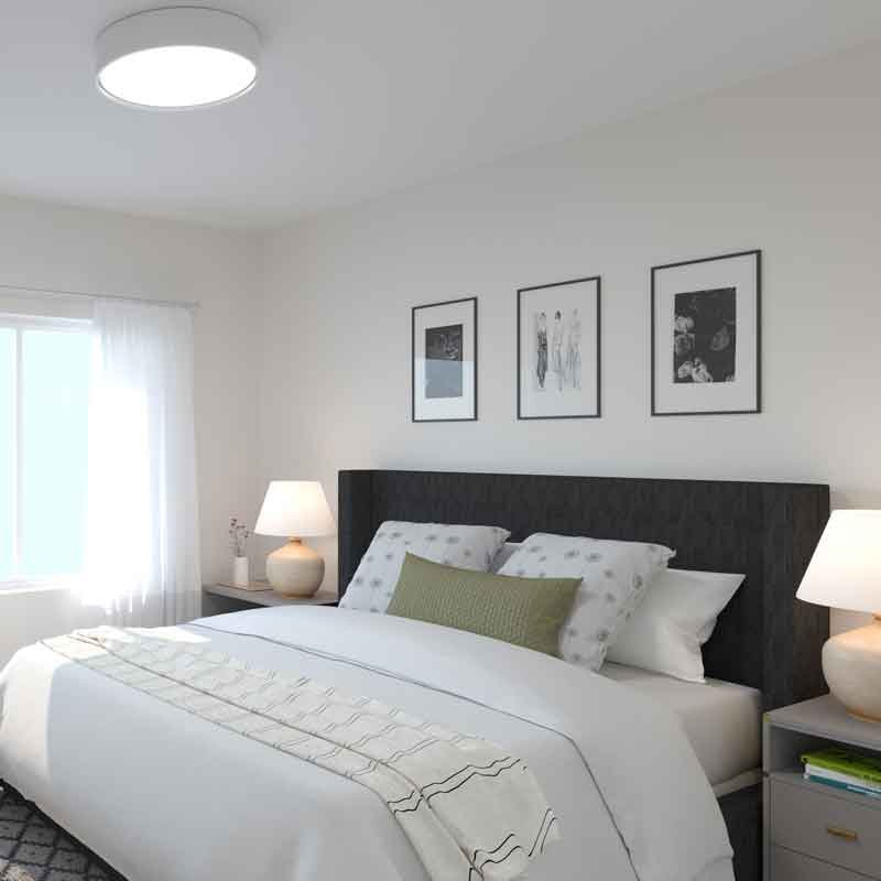 Bedroom interior design and 3D render view for a retirement home in Canada