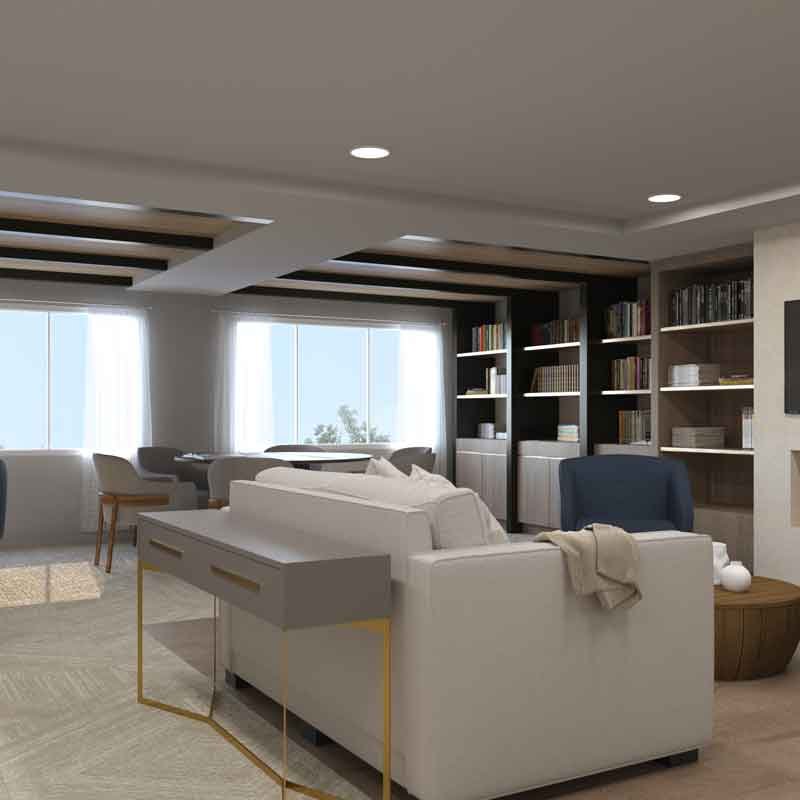Library interior 3d design for a retirement home