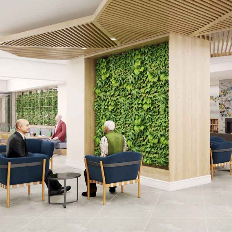 Lobby area 3d design for a retirement home in Ajax, Ontario, Canada