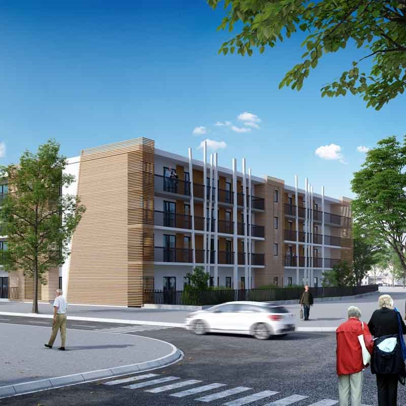 3D exterior visualization for a senior residence apartment in Mont-de-Marsan, France