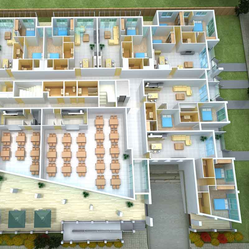 3D floor plan design of a serviced apartment in Melbourne, Australia