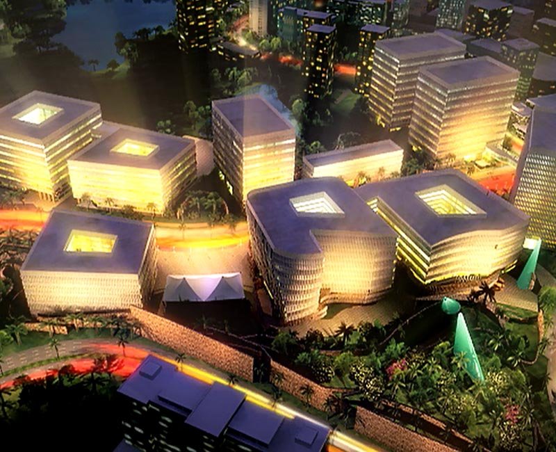 Aerial 3D night view rendering from Hill Country SEZ 3D walkthrough tour