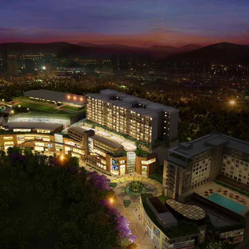 3D aerial night view of phoenix shopping mall in chennai, India 