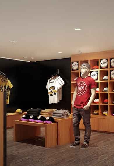 Showroom interior design 3D render view