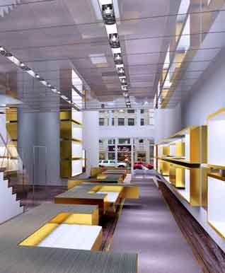 Fashion store interior design 3d render view