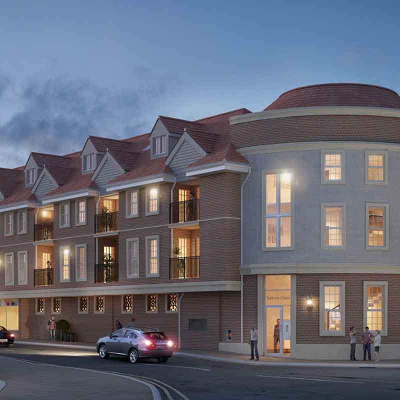 3D render view of a studen hotel design in Wokingham, England