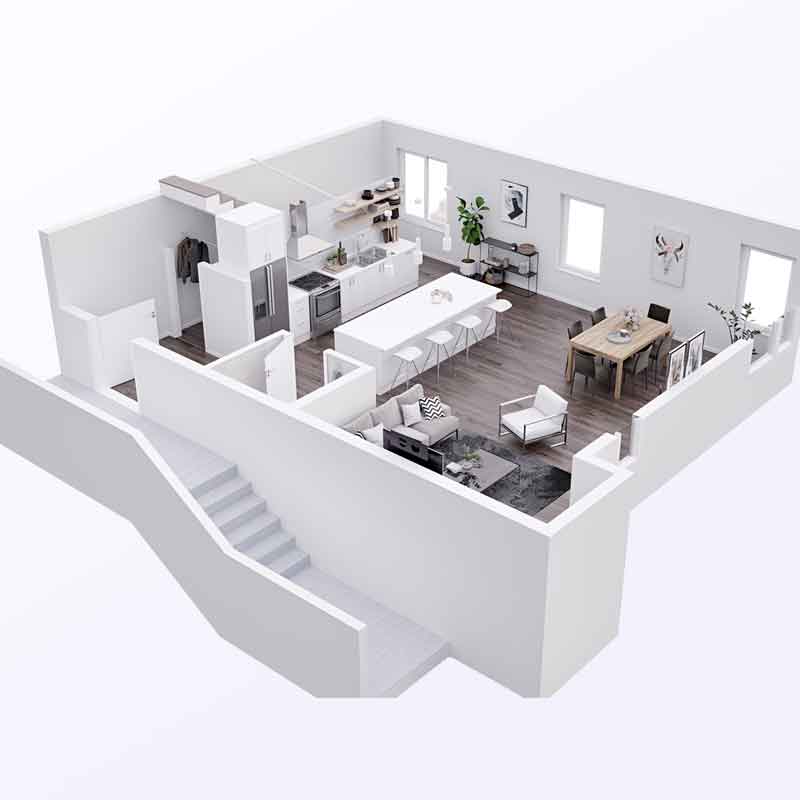 3D plan rendering for a townhome in Vancouver, Canada