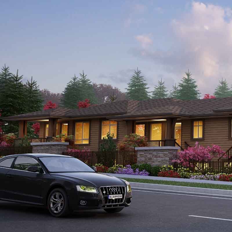exterior 3d view for a townhouse in McKee Road, Abbotsford