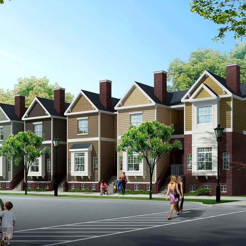 exterior 3d visualization for a townhouse in Albany, New York