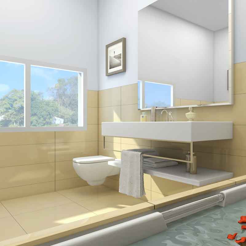 3d render view of a townhouse bathroom in Gachnang, Switzerland