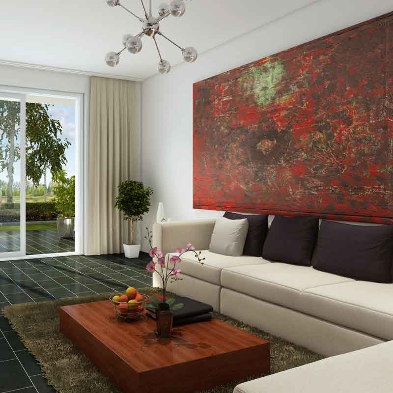 3D living room interior design for a townhouse in Gachnang, Switzerland 