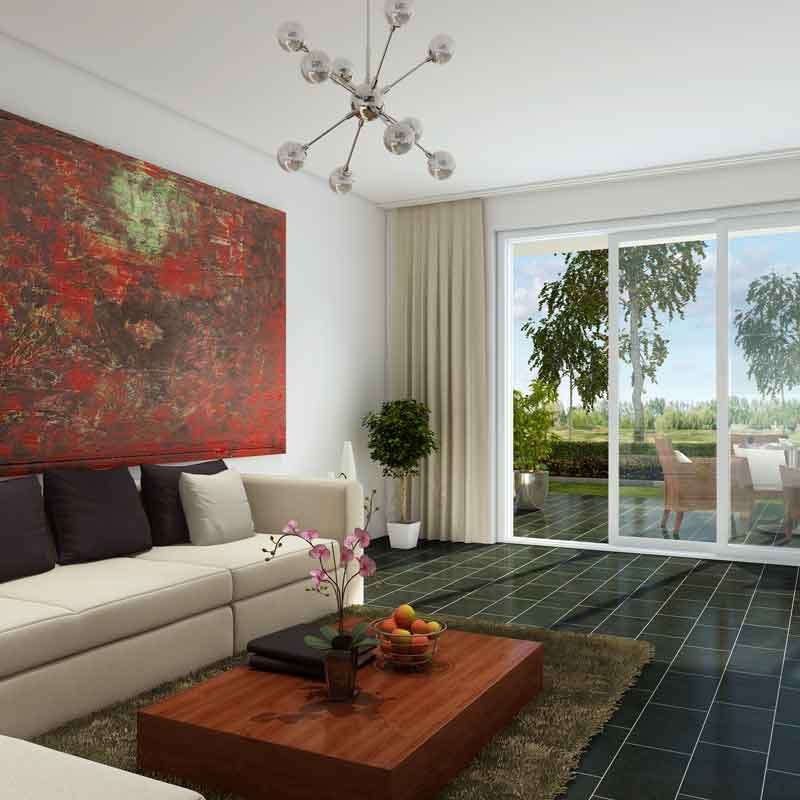 3D living room design for a townhouse in Gachnang, Switzerland