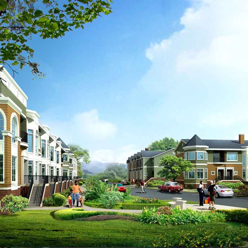 street level exterior 3d rendering for a townhouse in Albany, New York