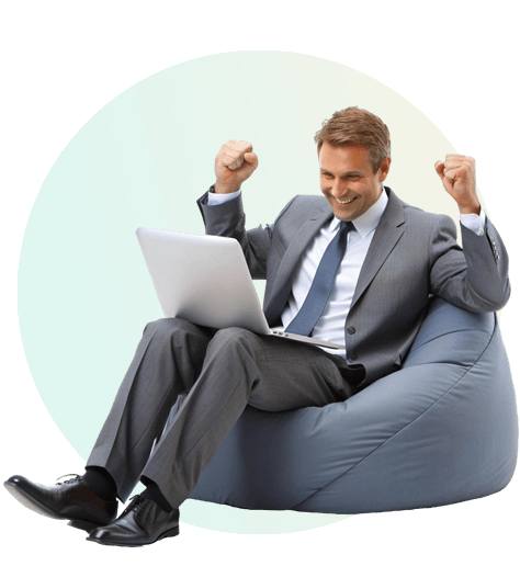 A business executive watching township 3d virtual tour on a laptop