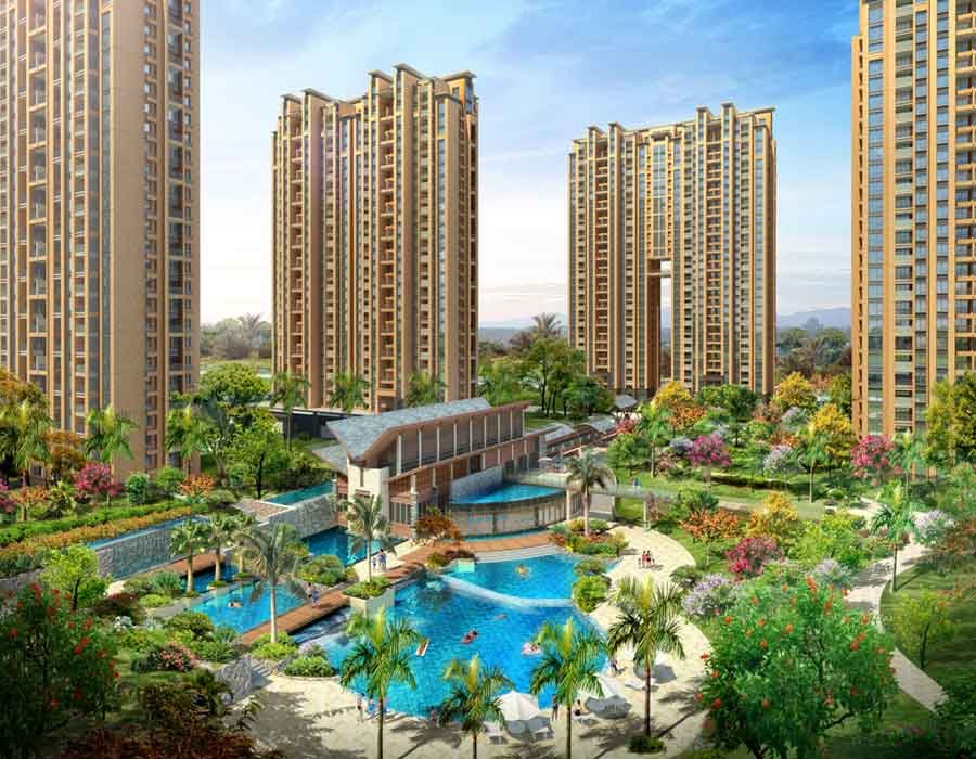 3D render view of township landscape design