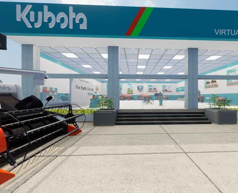 Showroom exterior 3D still rendering from tractor showroom 3d tour