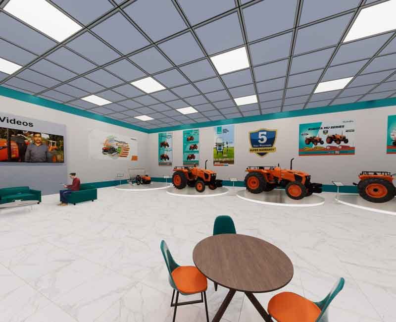 Showroom interior 3d render from Kubota showroom 3d tour