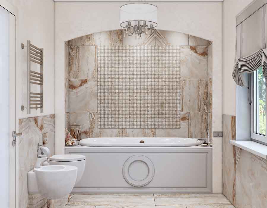 Traditional bathroom 3d design and render in Dubai