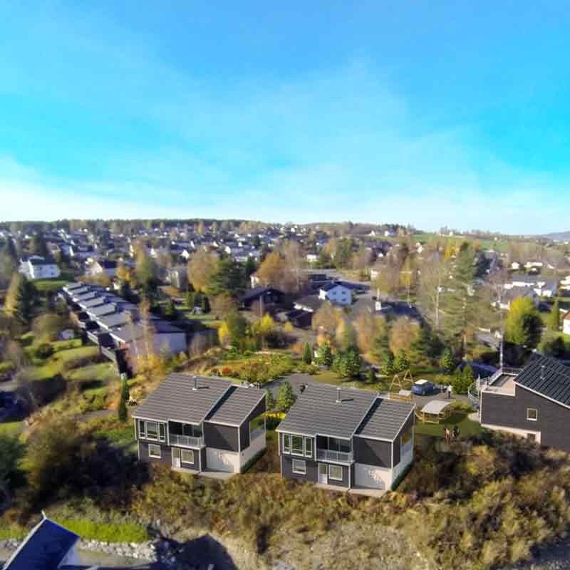 Aerial 3d photo-montage rendering of a villa project in Toppenvegen, Norway