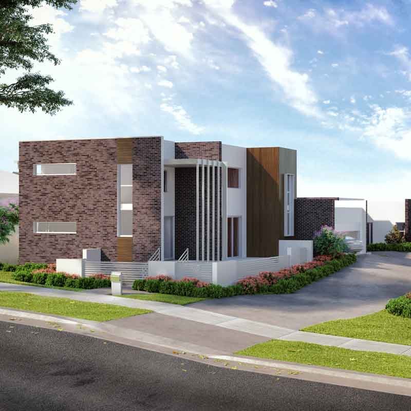 Exterior 3d perspective rendering for a villa in Chifley, NSW, Australia