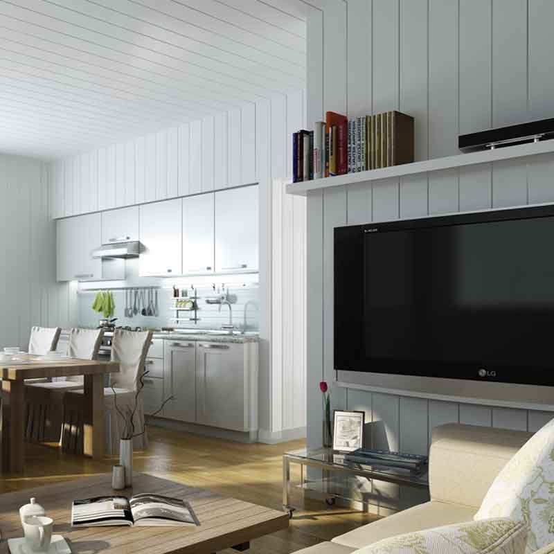 3D render image showing the interior of a villa in Geilo, Norway