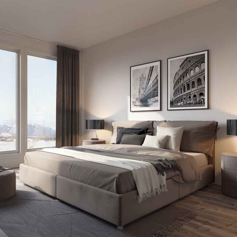 bedroom 3d design and rendering for a villa in Abbotsford, Canada