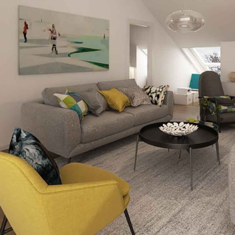 villa living room 360 degree 3d rendering