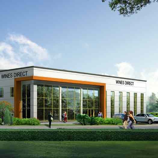 Exterior 3D view of a warehouse building in Ireland
