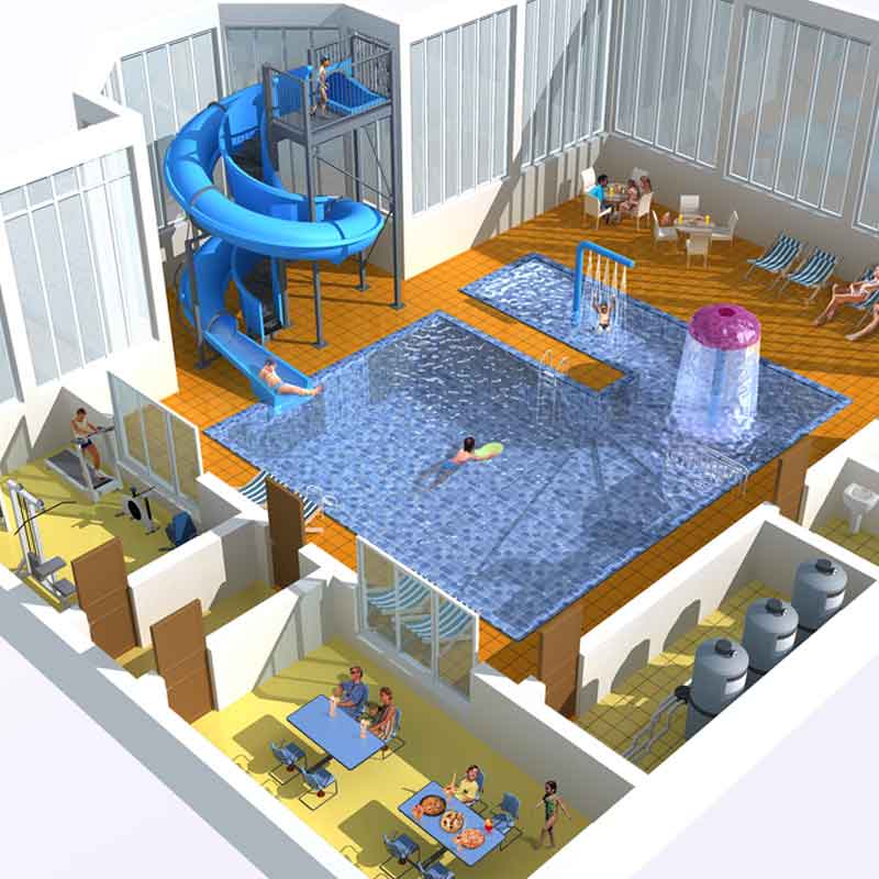 3D plan design for a waterpark in New Jersey, United States 