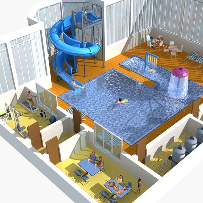 3D cross section 3d rendering for a water park in Tannersville, PA, United States